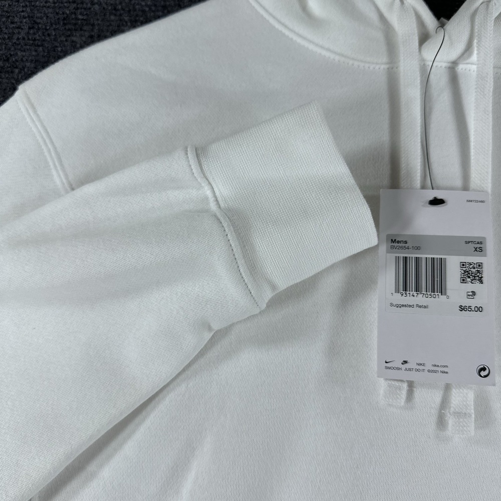 Nike Sportswear Club Fleece Pullover White Hoodie Men's Sz XS (BV2654 100) - Picture 6 of 16